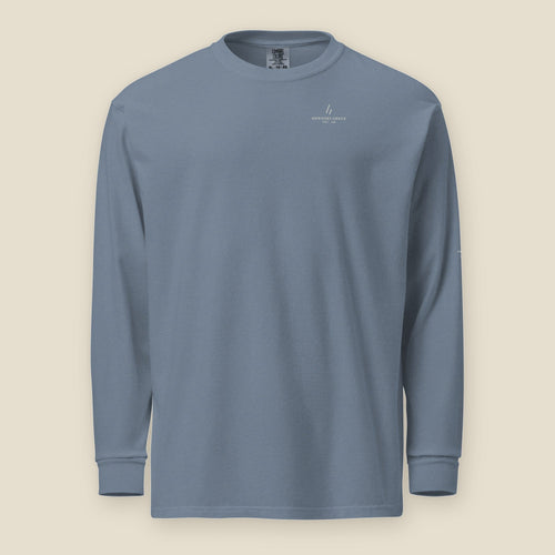Downers Grove Long Sleeve, front, Blue Jean: the mark over DOWNERS GROVE and TIVOLI · 1928 at the left chest