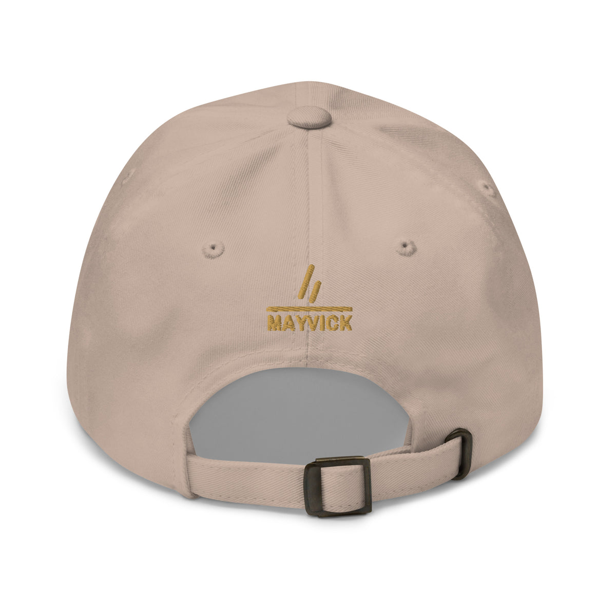 Mayvick dad cap 3, stone, back: Old Gold two-bar mark over a rule over MAYVICK