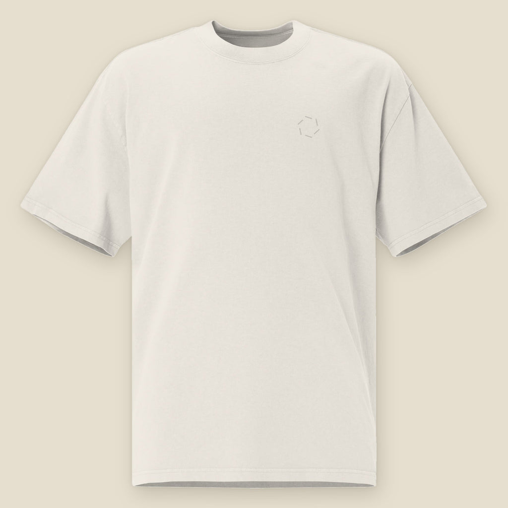 Cooler by the Lake Heavyweight Tee, front, Lemont Stone (Bone): six-county mark printed in tone, left chest.
