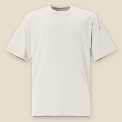 Cooler by the Lake Heavyweight Tee, front, Lemont Stone (Bone): six-county mark printed in tone, left chest.