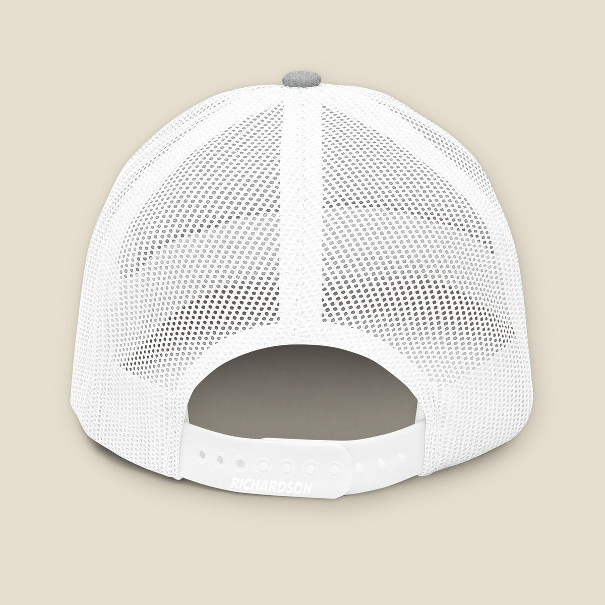 Cooler by the Lake Trucker Cap, back, Heather Grey/White: white mesh and snapback strap