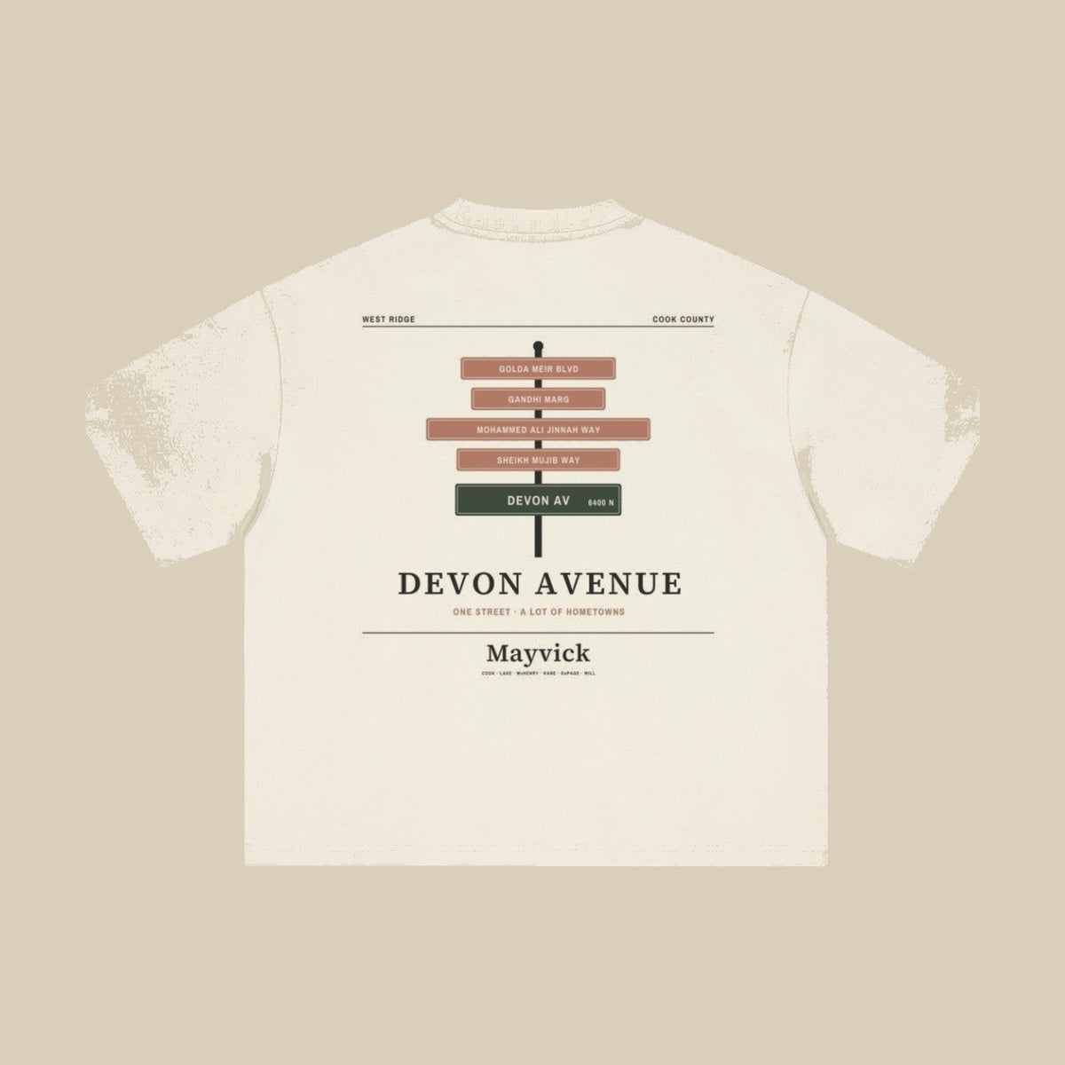 Mild Apricot | Back | Devon Avenue Street Signs Heavyweight Tee