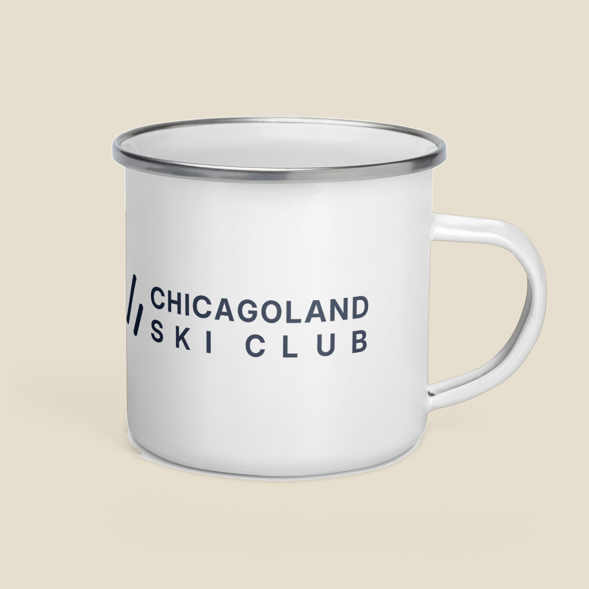 White | Ski Club Side | Chicagoland Ski Club Enamel Mug