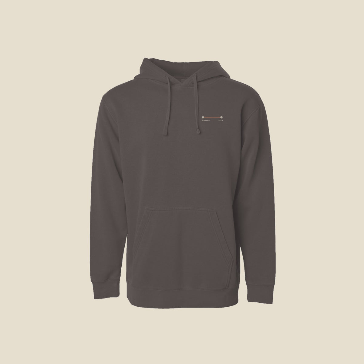 Pigment Black | Front | Howard to 95th Station-Lined Hoodie