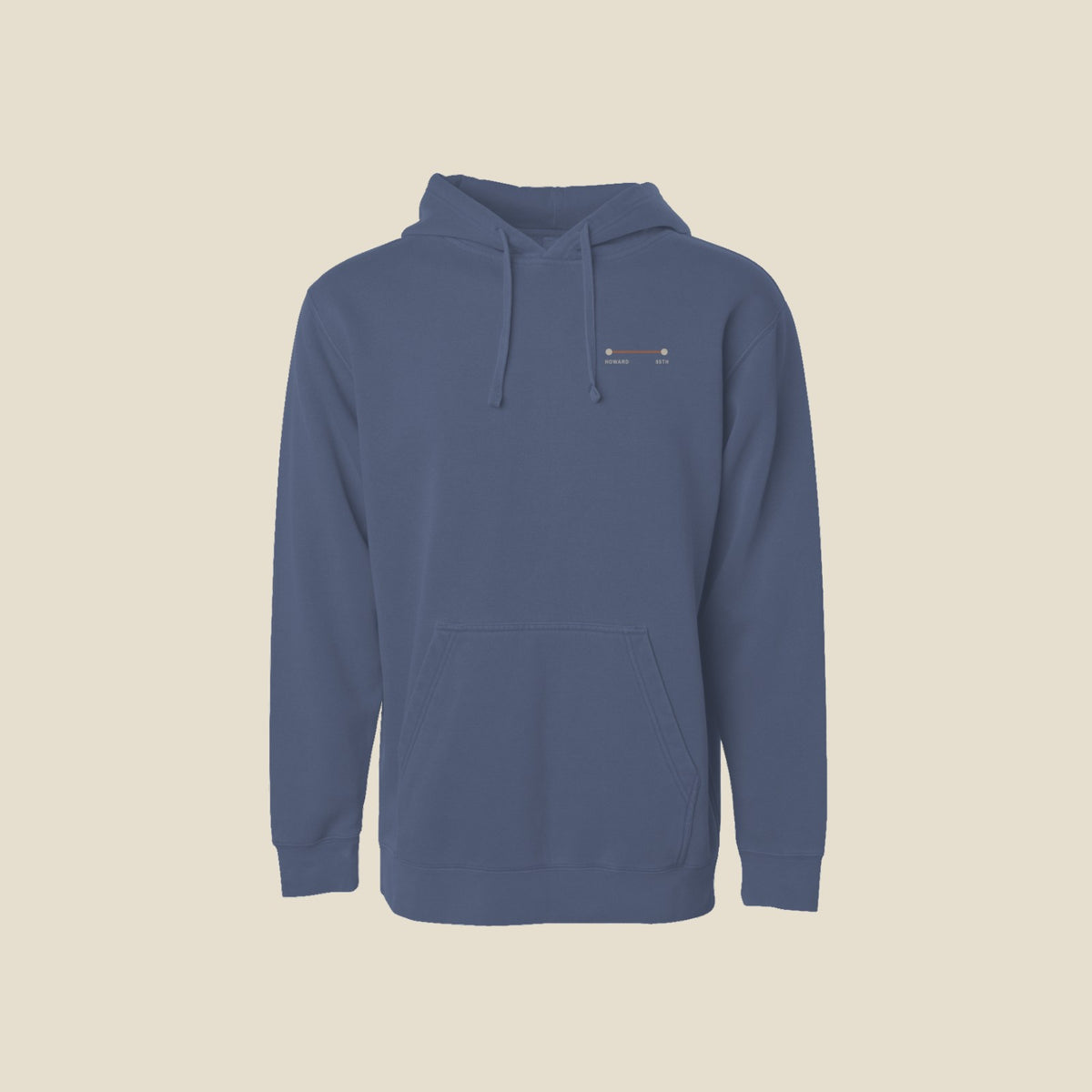 Pigment Slate Blue | Front | Howard to 95th Station-Lined Hoodie