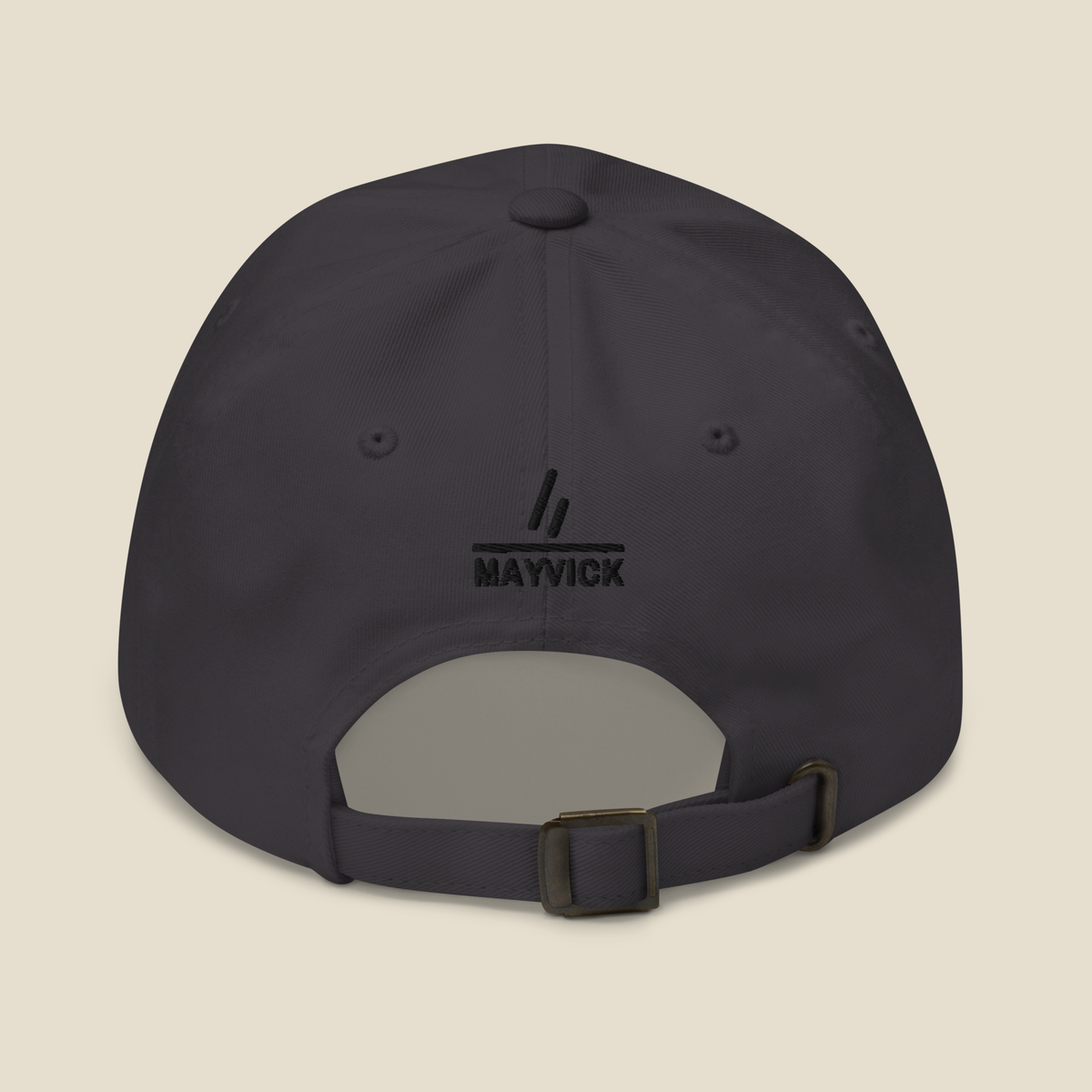 Dipped Dad Hat (Dark Grey), back, Dark Grey: the mark over MAYVICK stitched in black.