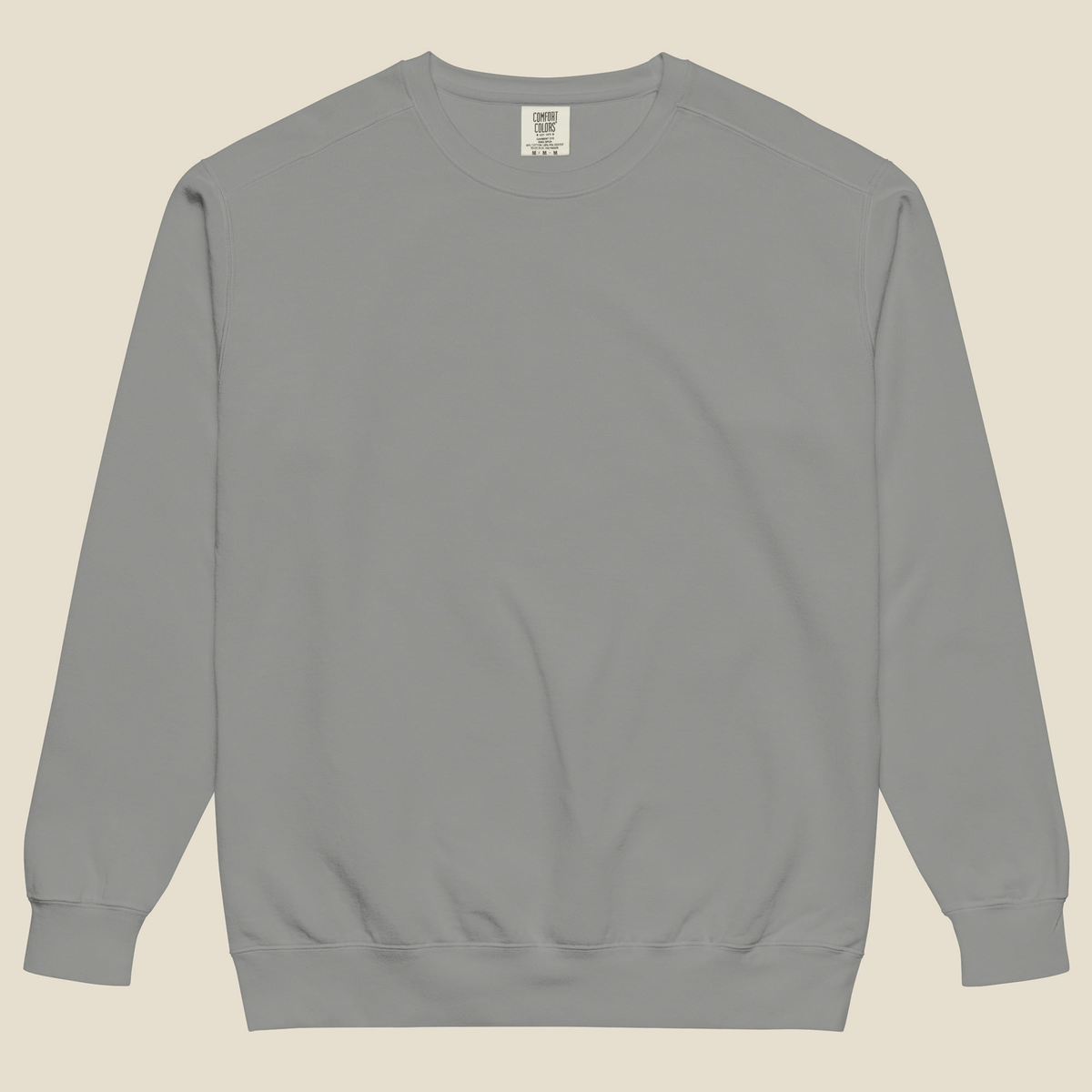 Grosse Point Crewneck, front, Grey: plain front.