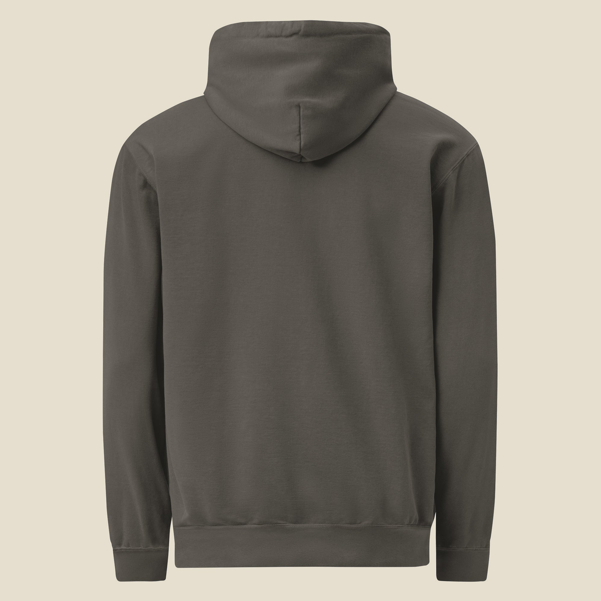 Hoodie, back, Pepper: plain back and hood.