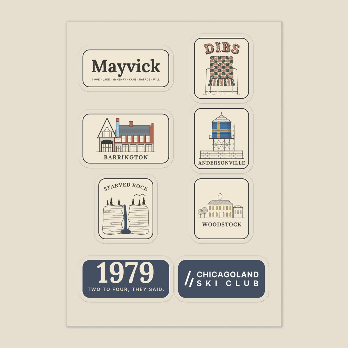 White | Front | Chicagoland Sticker Sheet
