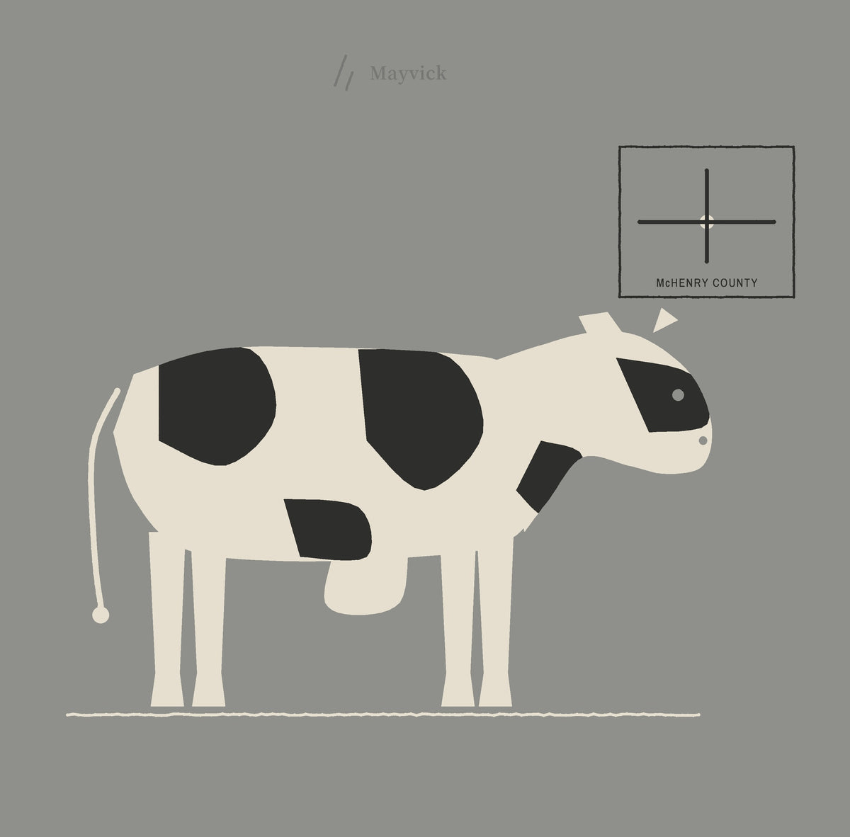 Harvard Tee, back close-up, Grey: the Holstein and the McHenry County inset.