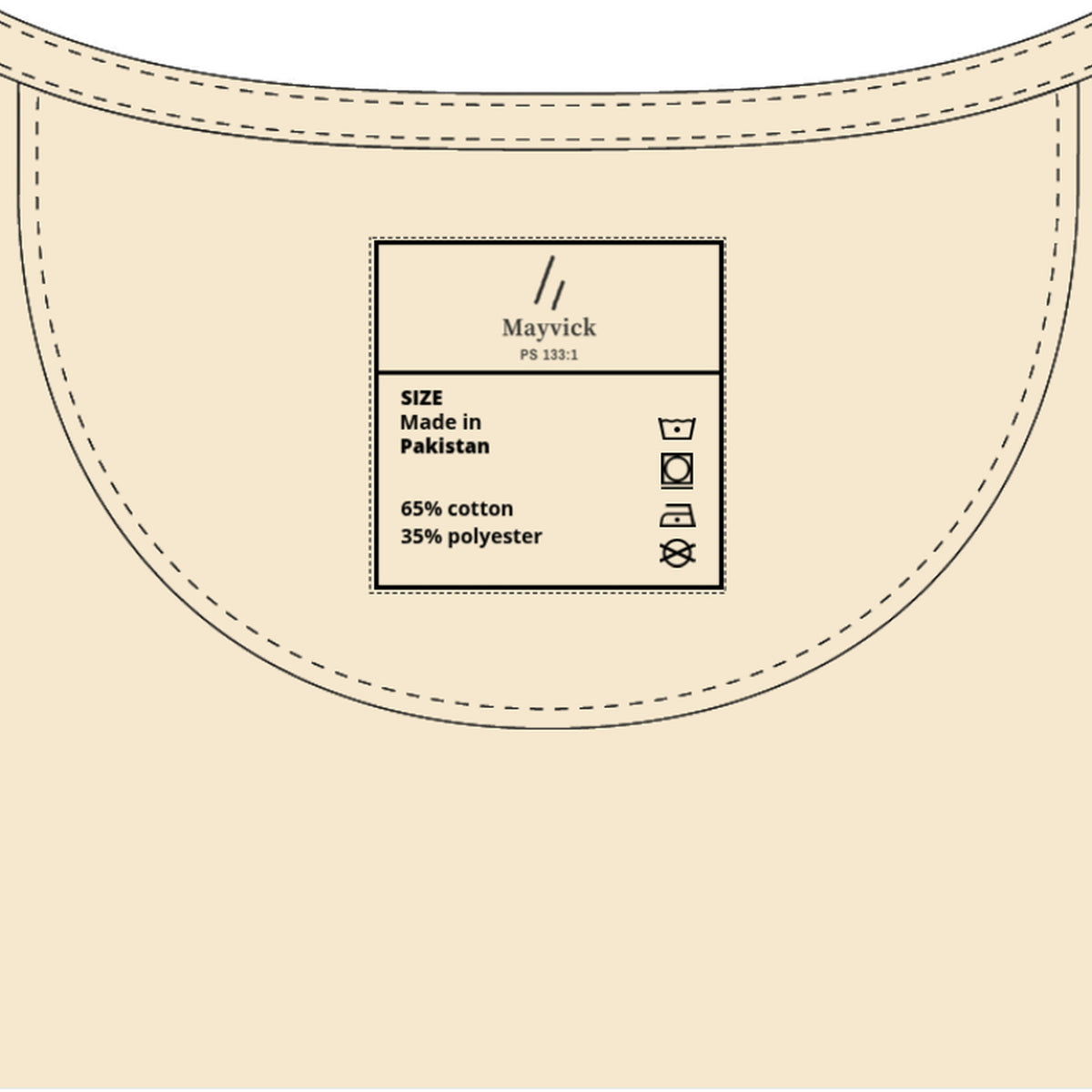 Norge Hoodie, inside neck, Lemont Stone (Bone): the Mayvick label, the double slanted line mark, PS 133:1.