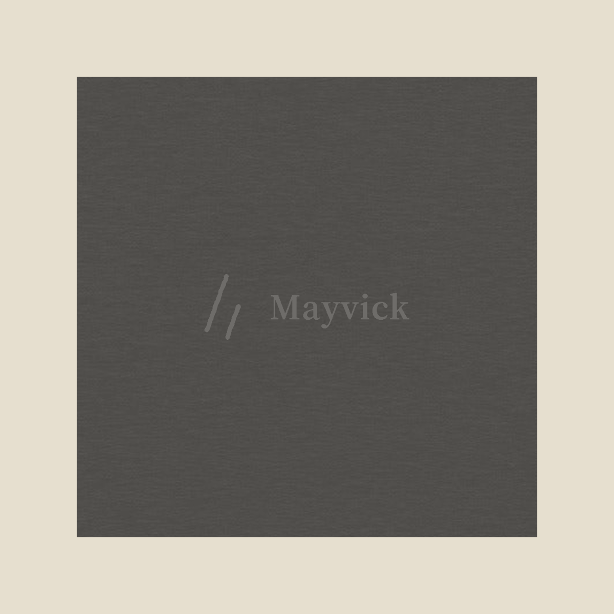 St. Charles Tee, mark artwork on a Pepper fabric swatch: the mark and Mayvick, printed in tone, back yoke.