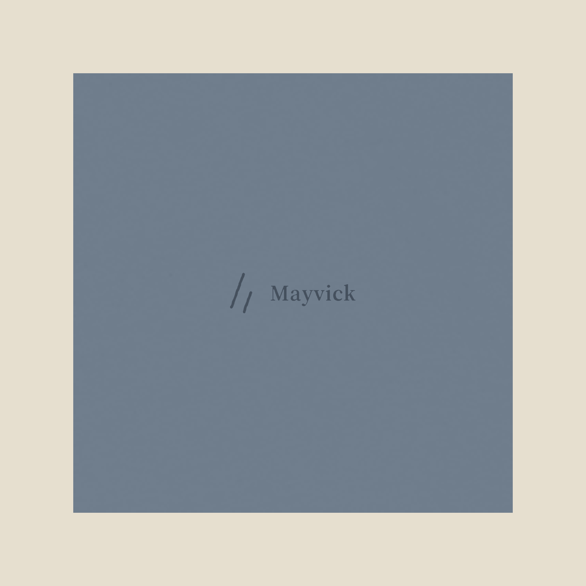 Water Tower Tee, mark artwork on a Blue Jean fabric swatch: the mark and Mayvick, printed in tone, back yoke.