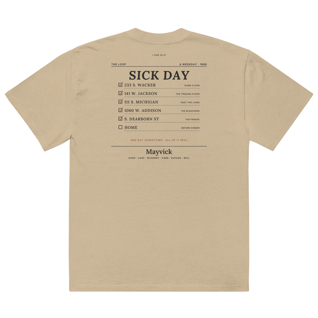 Faded Khaki | Back | Sick Day Downtown Chicago Tee