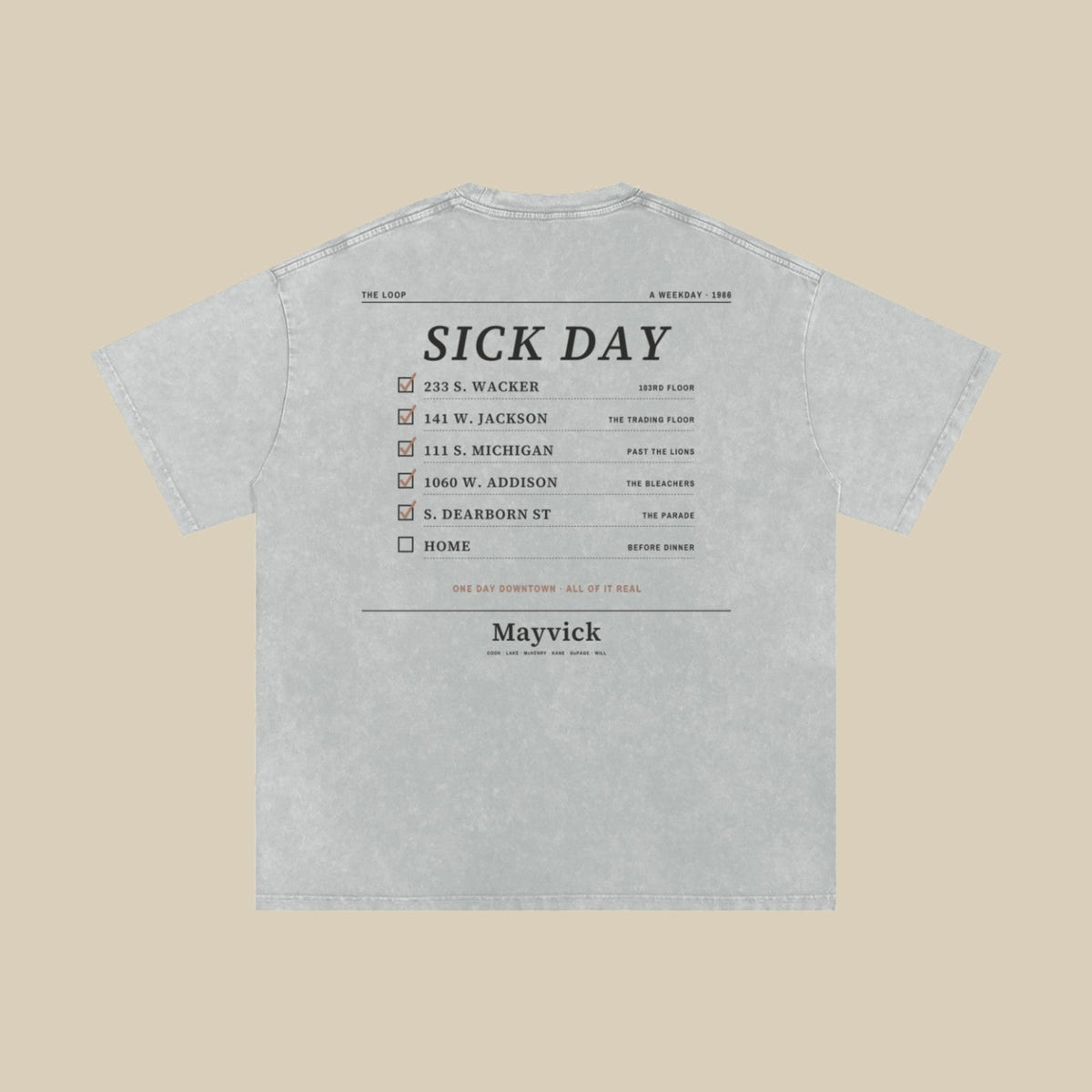 Light Gray | Back | Sick Day Downtown Chicago Tee
