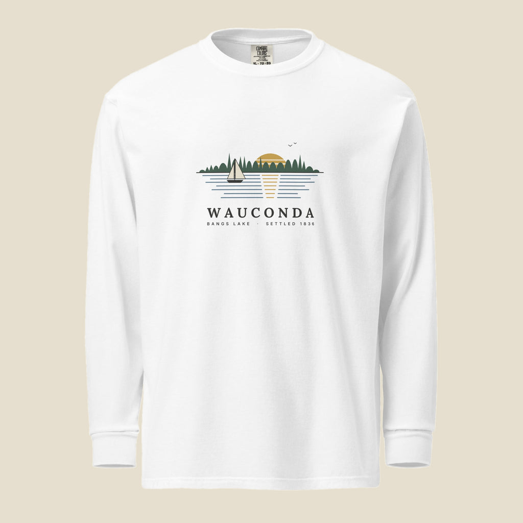 White | Front | Wauconda Bangs Lake Long Sleeve