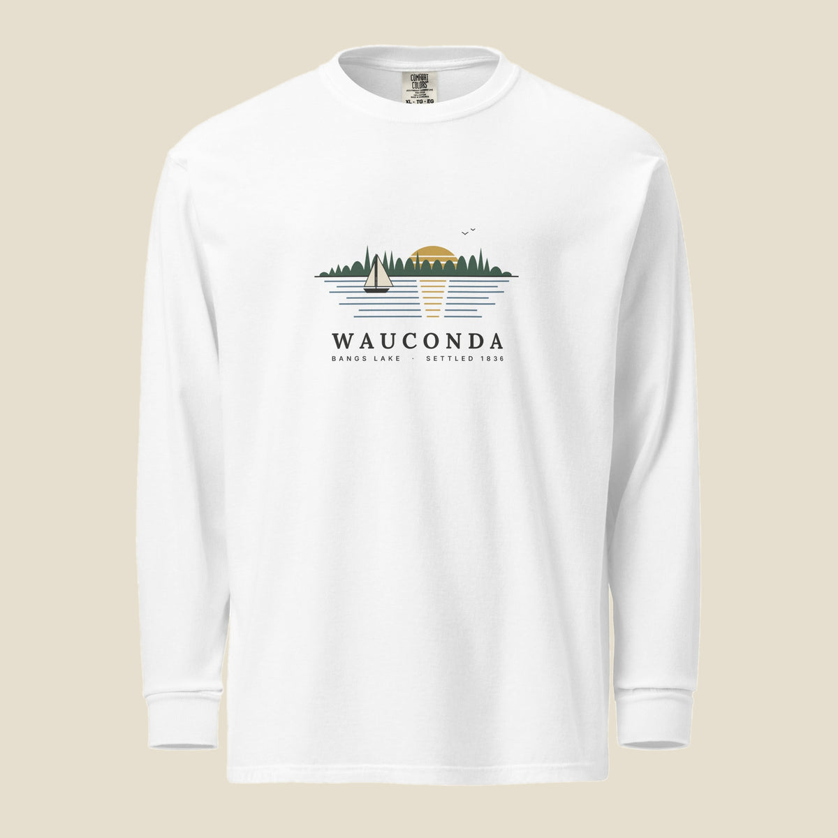 White | Front | Wauconda Bangs Lake Long Sleeve