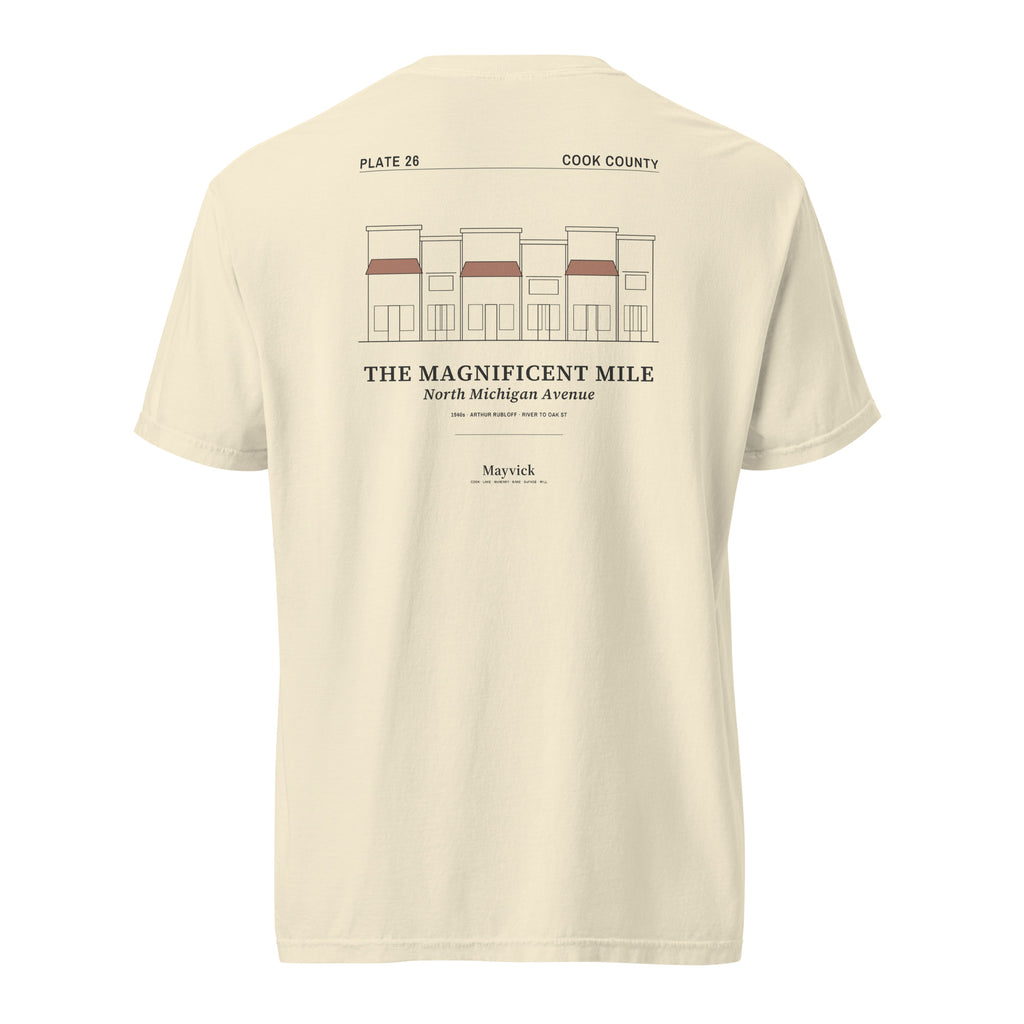 Lemont Stone (Ivory) tee, hanging, back: storefront block drawing