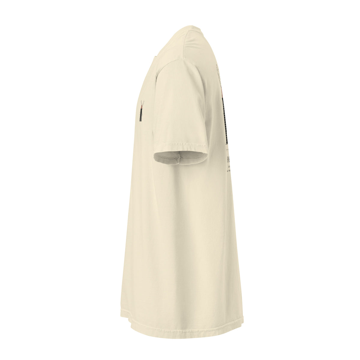 Fabyan Tee, left side, Lemont Stone (Ivory): plain sleeve.