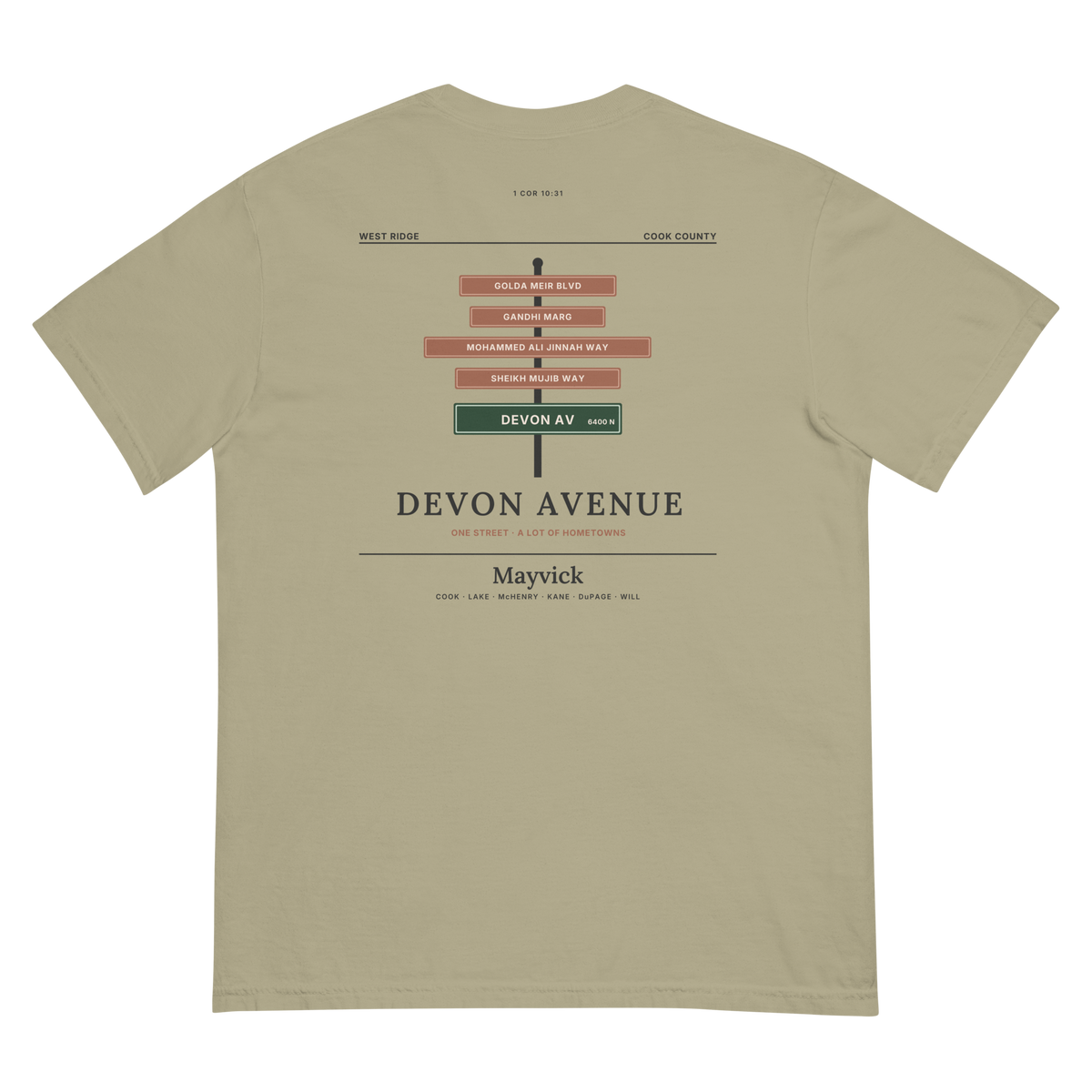 Khaki | Back | Devon Avenue Street Signs Tee