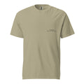 Prairie Path (Khaki) tee, front: small block of type at the chest