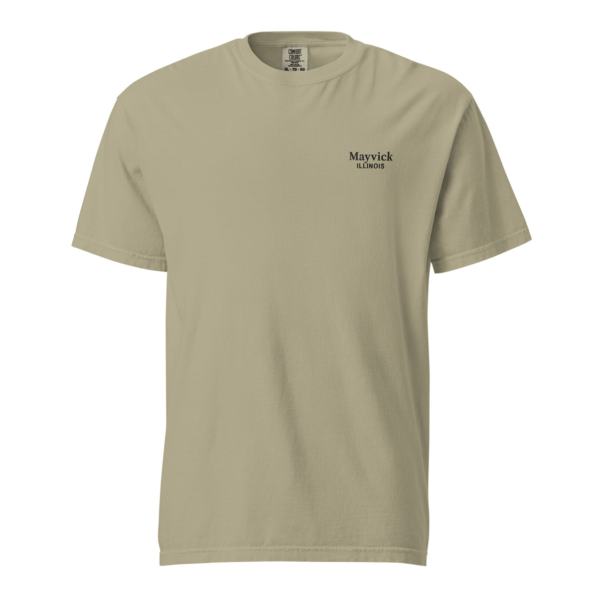 Stitched tee, Khaki, front: wordmark at the left chest