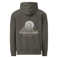 Back: Pepper hoodie with a Lemont Stone line roller coaster over a pale sun, Belmont & Western caption