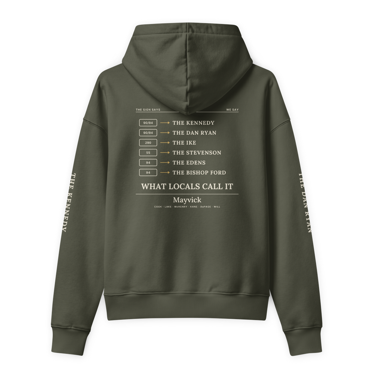 Khaki Green | Back | What Locals Call It Expressway Hoodie